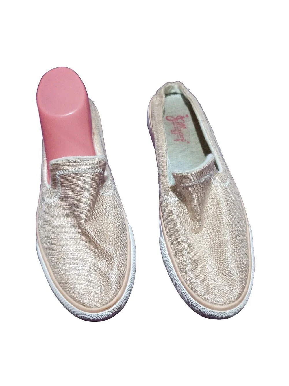 JELLYPOP SLIP ON GOLD SHINY FLAKE SLIDES MULES GLITTER BLING SNEAKERS SHOES 9.5M